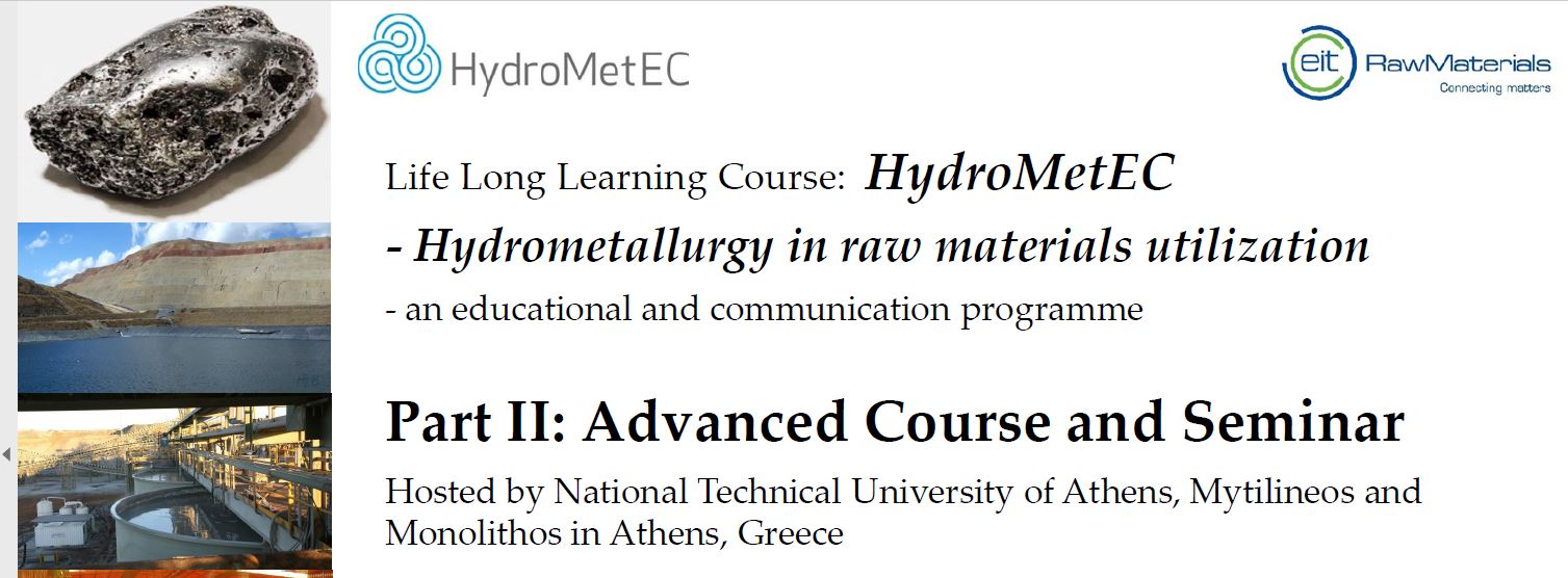 Hybrid course and seminar in Hydrometallurgy, November 21-24, Athens